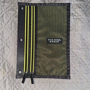 Five Star Black and Yellow Dual Zipper School Pencil Pen Marker Binder Pouch